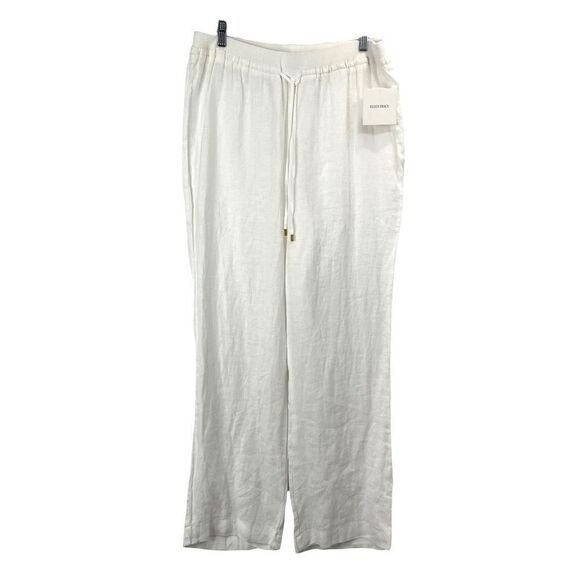 New Ellen Tracy 100% linen pull on pants Sz L white - Picture 1 of 8
